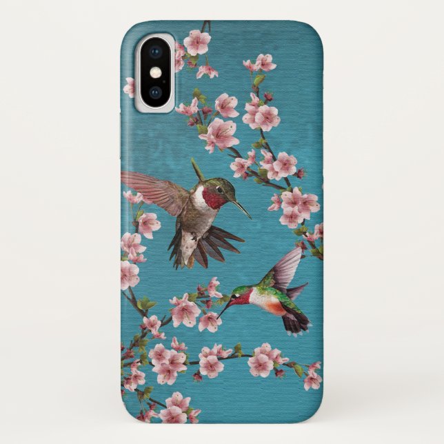 Coques Case-Mate iPhone Hummingbirds & Blossings de style Vintage (Dos)