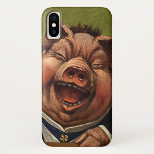 Coques Pour iPhone Humour vintage, Drôle porc victorien rire