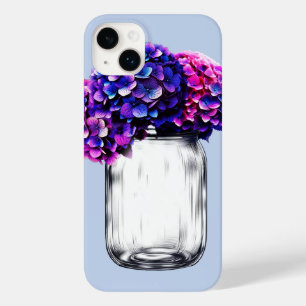 Coque Pour iPhone 14 Plus Hydrangea Florale Rose Bleu Violet Vibrant