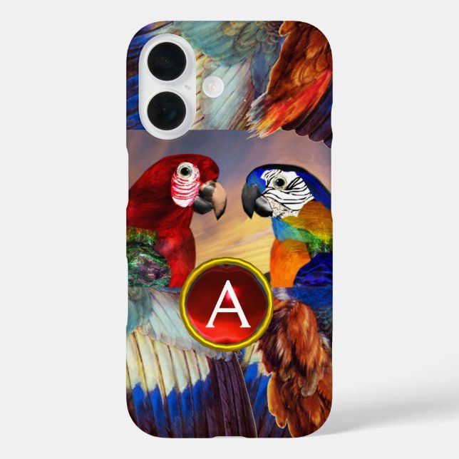 COQUES Case-Mate iPhone HYPER PARROTS /ROUGE ET BLEUE ARA GEMSTONE MONOGRA (Verso)
