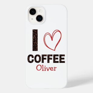 Coque Pour iPhone 14 Plus I Love Café Brown Moderne Minimaliste Nettoyer Sim