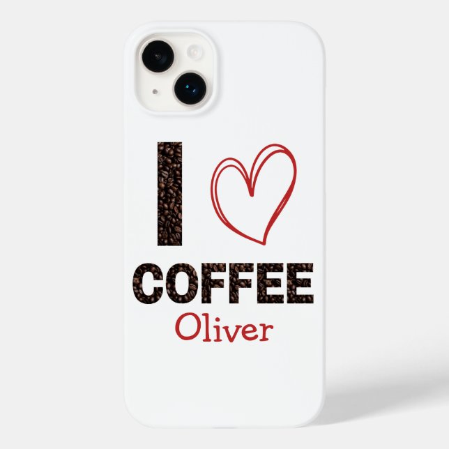 Coques Case-Mate iPhone I Love Café Brown Moderne Minimaliste Nettoyer Sim (Verso)