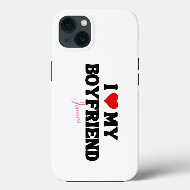 Coques Case-Mate iPhone I Love My Boyfriend Coeur Romantique Nom personnal (Verso)