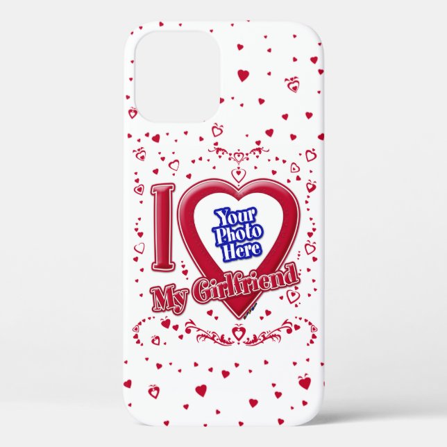 Coques Case-Mate iPhone I Love My Girlfriend Photo Coeurs rouges (Verso)