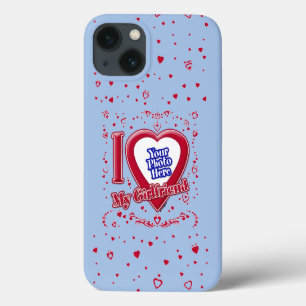 Case-Mate iPhone Case I Love My Girlfriend Photo Red Hearts Baby Blue