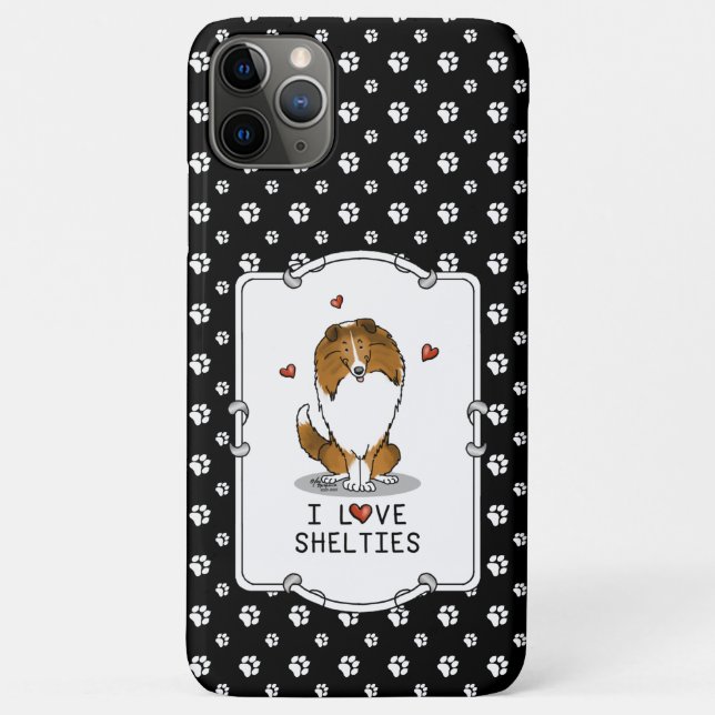Coques Case-Mate iPhone I Love Shelts (sable 2) Shetland Sheepdogs mignonn (Dos)