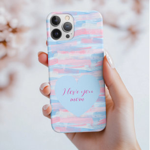 Coque iPhone 15 Pro I Love You Mom - Modern Pastel Personnalisable