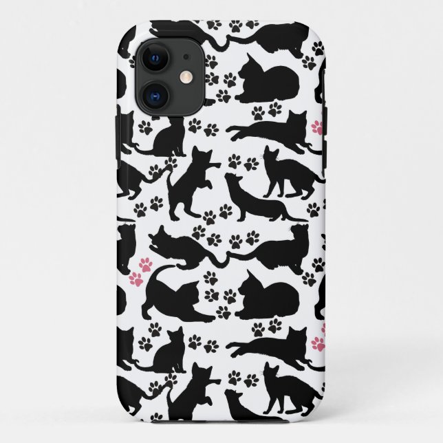 Coques Case-Mate iPhone Icône de chat noir avec pattes (Dos)