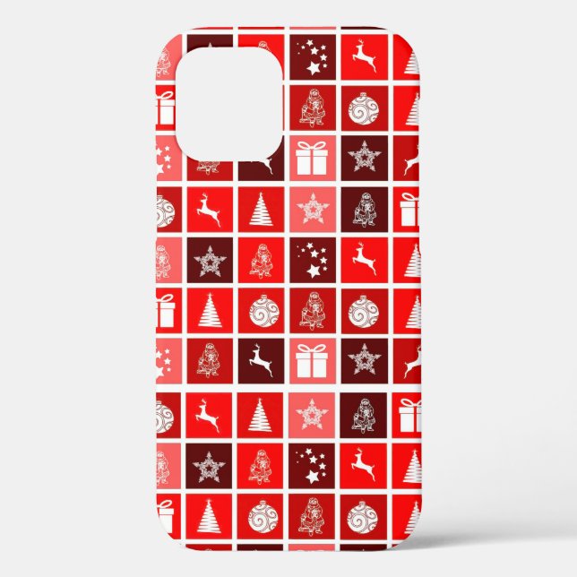Coques Case-Mate iPhone Icône de Noël Rouge Carré Vacances Art classique (Verso)