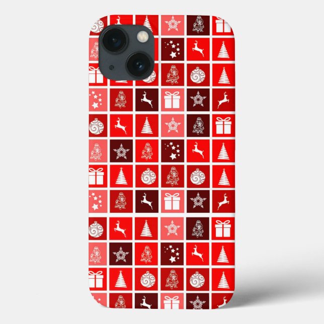 Coques Case-Mate iPhone Icône de Noël Rouge Carré Vacances Art classique (Verso)