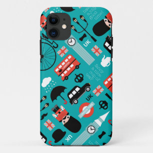 Coque iPhone 11 Icône de voyage de Londres - illustration rétro