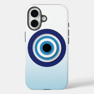 Coque Pour iPhone 16 Icône minimaliste de l'œil bleu sur fond pastel