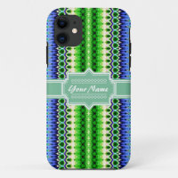 Ikat Chevron Tribal bleu et vert Personnalisé