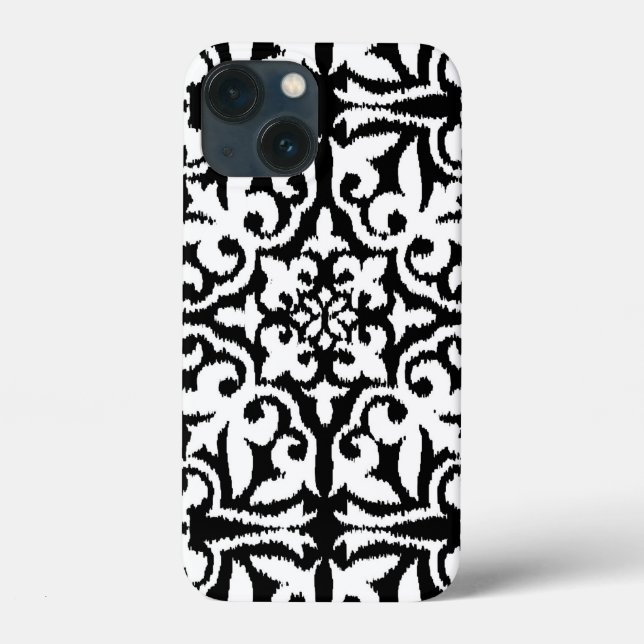 Coques Case-Mate iPhone Ikat damask pattern - noir et blanc (Verso)