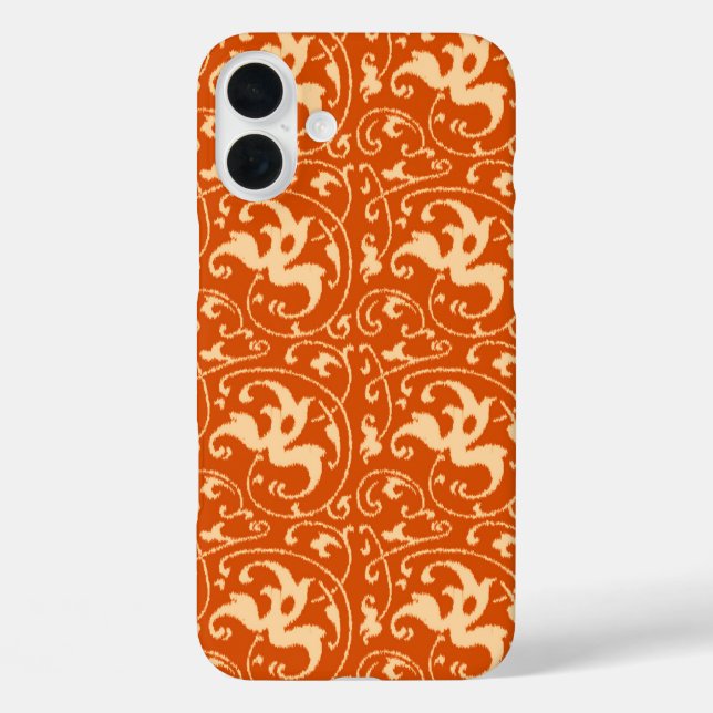 Coques Case-Mate iPhone Ikat floral damas - orange mandarine (Verso)