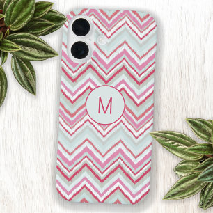 Coque Pour iPhone 16 Ikat moderne Chevron Strigramme initial