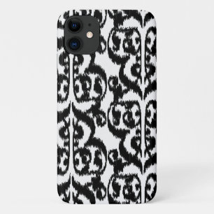 Coques Pour iPhone Ikat Moorish Damask - noir et blanc