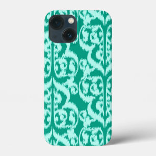 Coques Pour iPhone Ikat Moorish Damask - paon et aqua