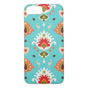 Coque iPhone 7 Ikat tribal chic et turquoise