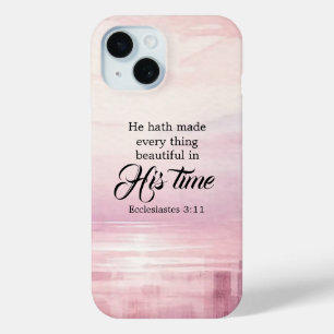Coque Pour iPhone 15 "Il A Tout Rendu Beau" Coucher De Soleil Aquarelle