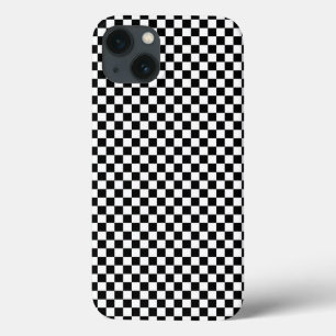 iPhone 13 Coque Illusion Carré Checker noir et blanc