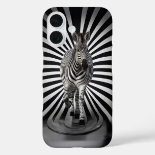 Coque Pour iPhone 16 Illusion en noir et blanc Zebra