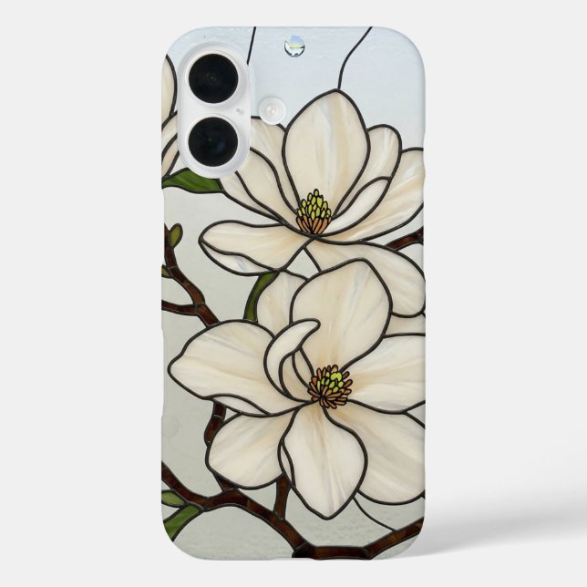Coques Case-Mate iPhone Illusion en verre tendu des Magnolias blancs (Verso)