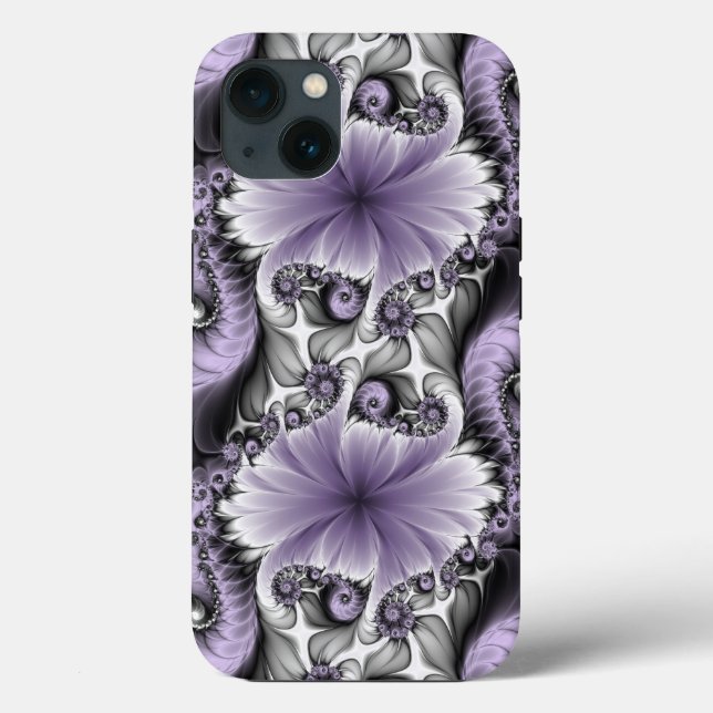 Coques Case-Mate iPhone Illusion Lilac Abstrait Floral Fractal Art Imagina (Verso)