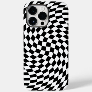 Coque Pour Pour iPhone 14 Pro Max Illusion optique blanche et noire À damiers vague