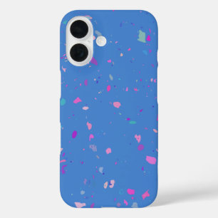 Coque Pour iPhone 16 Illustration Abstraite de Terrazzo Galaxy en bleu