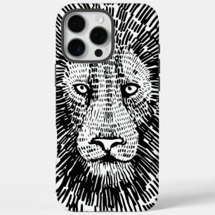 Coques iPhone 16 Pro Max Illustration abstraite de tête de lion audacieuse