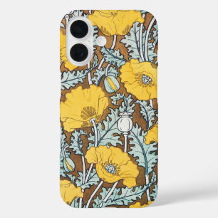 Coque Pour iPhone 16 Illustration Art Nouveau Poppy Fleur Jaune