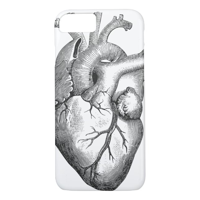 Coques Case-Mate iPhone Illustration blanche noire simple de coeur (Dos)