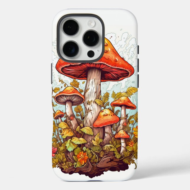 Coques Case-Mate iPhone Illustration créative de forêt de champignons (Verso)