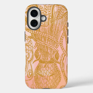 Coque Pour iPhone 16 Illustration d'art de la ligne Octopus Vintage en