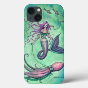 iPhone 13 Coque Illustration d'art fantastique de sirène et de pie