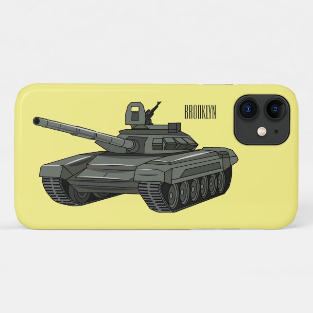 Coques Case-Mate iPhone Illustration de caricature de réservoir (Dos (Horizontal))