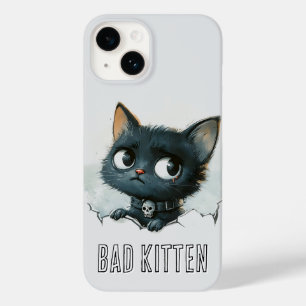 Coque Pour iPhone 14 Illustration de chaton edgy - Texte "Mauvais chato