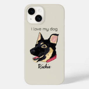 Coque Pour iPhone 14 Illustration de chiot GSD Monogramme Cadeau pour a