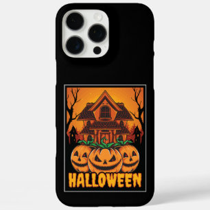Coques iPhone 16 Pro Max Illustration de citrouille de maison hantée Hallow