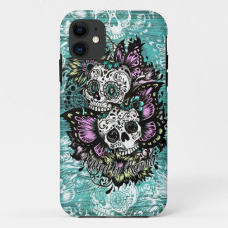 Coque Case-Mate Pour iPhone Illustration de crânes de sucre de papillon dans