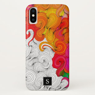 Coque Case-Mate Pour iPhone Illustration de Doodle rouge et jaune avec Monogra