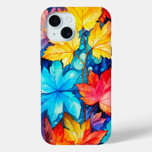 Coque Pour iPhone 15 Illustration de feuilles d'automne tombées vibrant