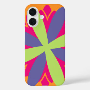 Coque Pour iPhone 16 illustration de formes florales orange