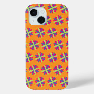 Coque Pour iPhone 15 illustration de formes florales orange