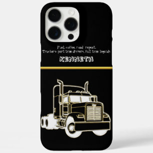Coques iPhone 16 Pro Max Illustration de la conception du semi-camion d'or