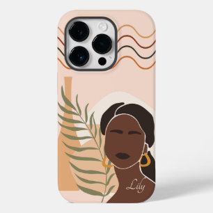 Coque Pour iPhone 14 Pro Illustration de la femme Boho Abstraite, Boho Chic