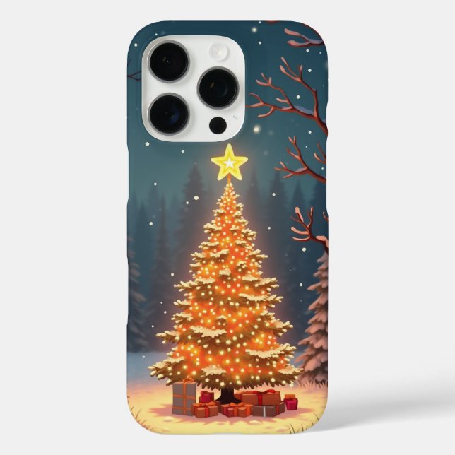 Coques Case-Mate iPhone Illustration de la forêt de Noël enneigée (Verso)