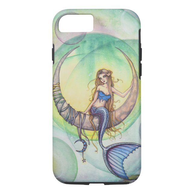 Coques Case-Mate iPhone Illustration de l'aquarelle Cobalt Moon (Dos)