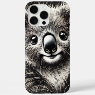 Coques iPhone 16 Pro Max Illustration de l'ours Cute Koala sur surface text